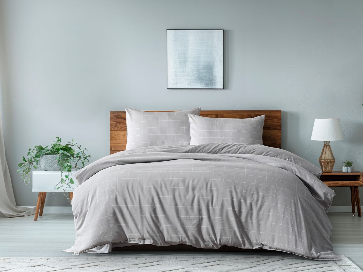 Mayro Nevresim Takımı Çift Kişilik - Açık Gri