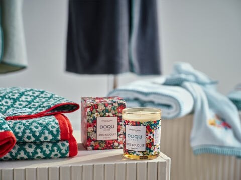 Leris Bouquet Jakarlı Yüz Havlusu 50 x 90 cm - Yesil