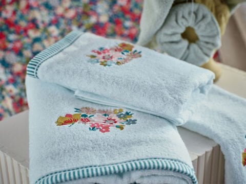 Leris Bouquet Armürlü Banyo Havlusu Beyaz - 90 x 150 cm