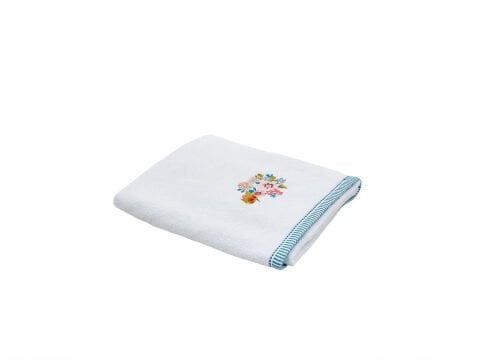 Leris Bouquet Armürlü Banyo Havlusu Beyaz - 90 x 150 cm