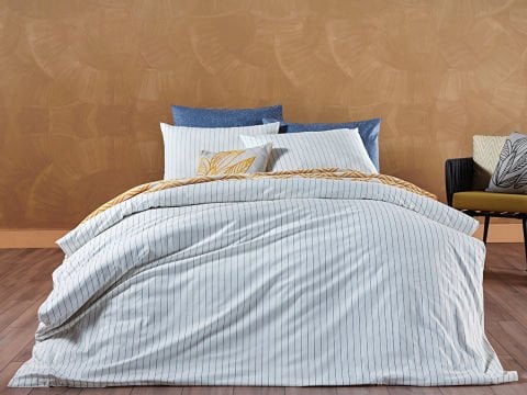 Stripe Vita Nevresim Takımı Krem - Tek Kişilik