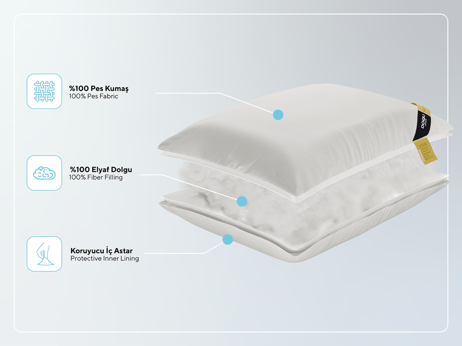 Whiteline Microfiber Yastık 50 x 70 cm - Beyaz