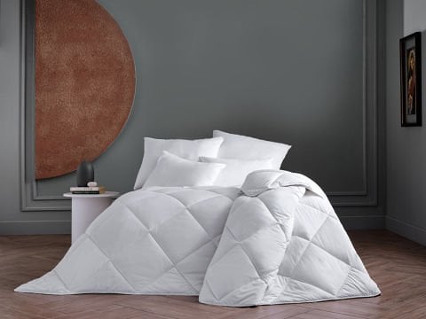White Line Microfiber Yorgan Çift Kişilik - Beyaz