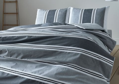 Easy Cotton Nevresim Takımı Listra Çift Kişilik - Gri