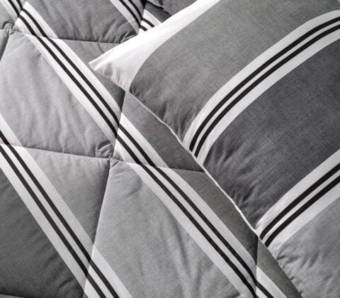Easy Cotton Comforter Set Listra Çift Kişilik - Gri