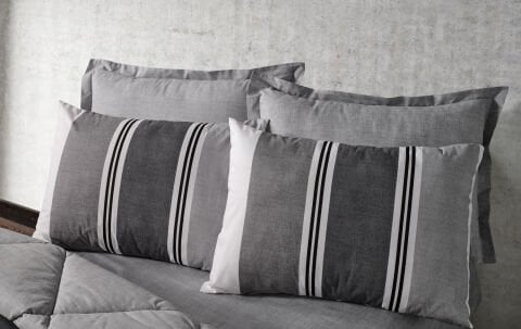 Easy Cotton Comforter Set Listra Çift Kişilik - Gri