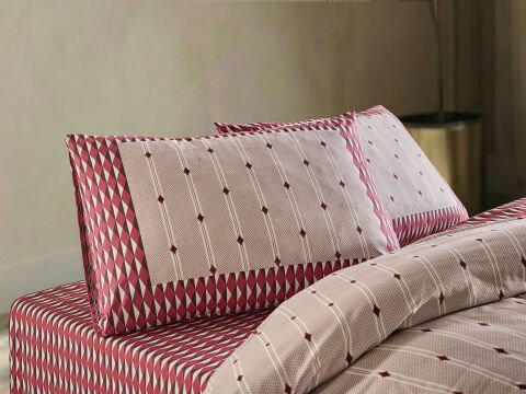 Luxury Ranforce Nevresim Takımı Kravin Tek Kişilik - Bej-Bordo
