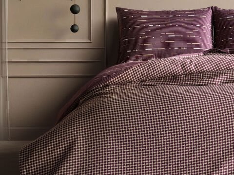 Luxury Saten Nevresim Takımı Elego Tek Kişilik - Mürdüm