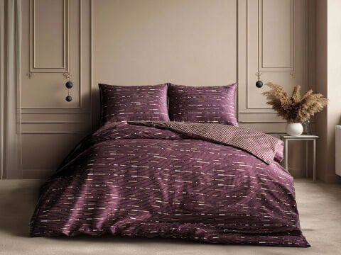 Luxury Saten Nevresim Takımı Elego Çift Kişilik - Mürdüm