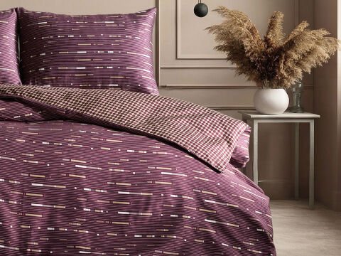 Luxury Saten Nevresim Takımı Elego Çift Kişilik - Mürdüm