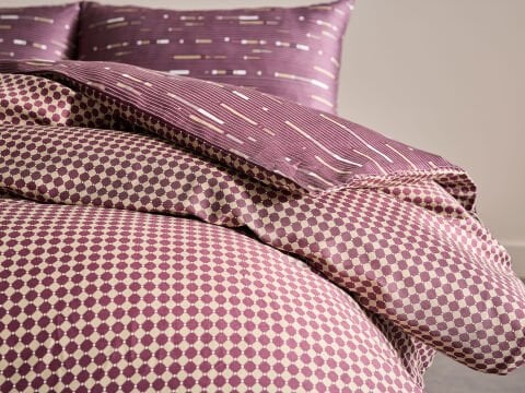 Luxury Saten Nevresim Takımı Elego Çift Kişilik - Mürdüm