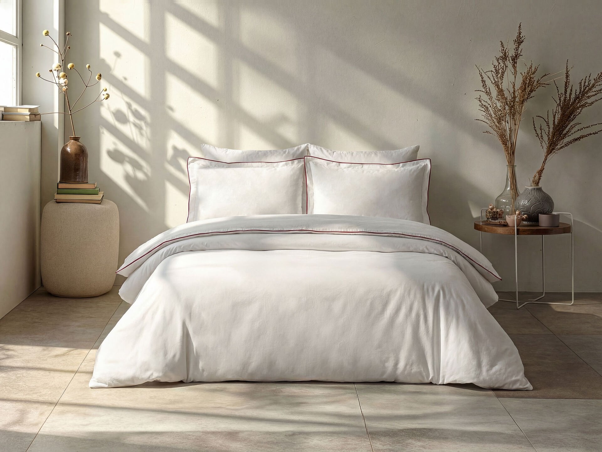 Luxury Nakışlı Nevresim Takımı Lora Çift Kişilik - Beyaz