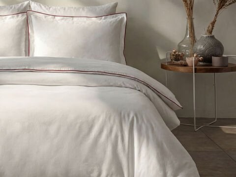Luxury Nakışlı Nevresim Takımı Lora Çift Kişilik - Beyaz