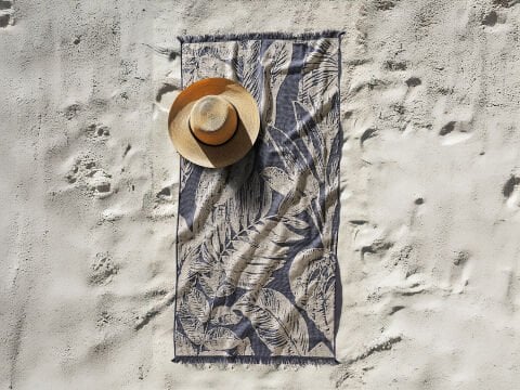 Botanik Plaj Havlusu 90 x 150 cm - İndigo