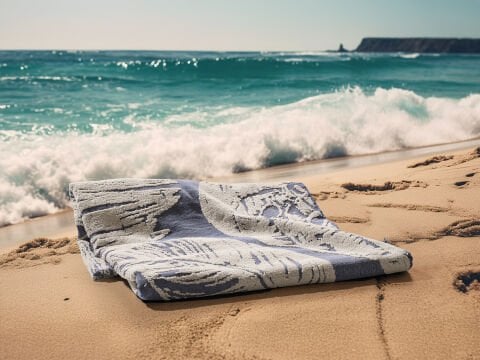 Botanik Plaj Havlusu 90 x 150 cm - İndigo