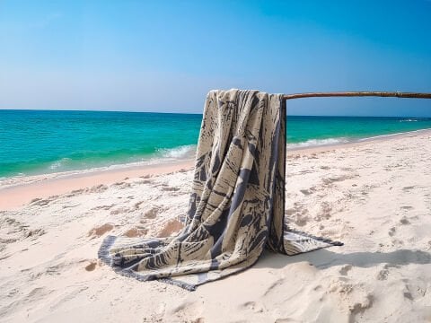 Botanik Plaj Havlusu 90 x 150 cm - İndigo