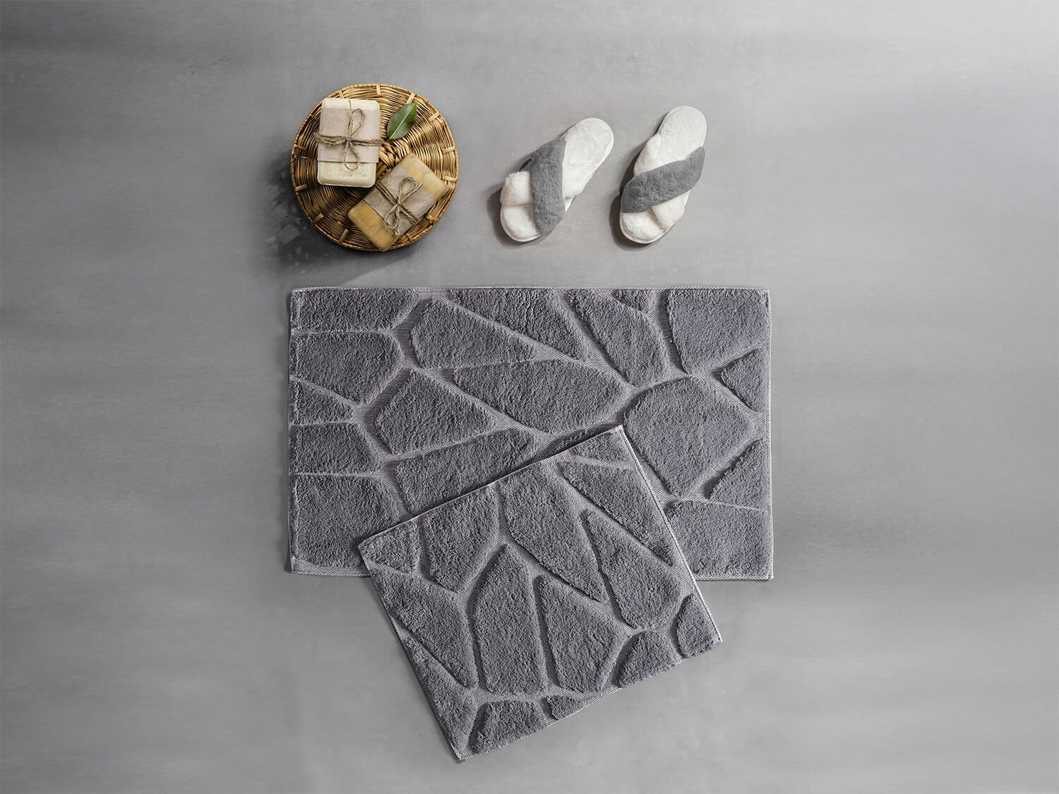 Grano Banyo Paspas Seti 60x100 cm - Antrasit