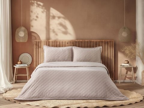 Boho Chic Spring Milas Yatak Örtüsü Bej - Çift Kişilik