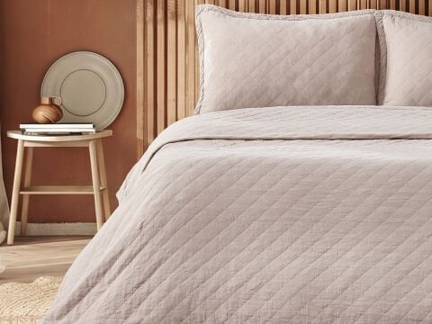 Boho Chic Spring Milas Yatak Örtüsü Bej - Çift Kişilik