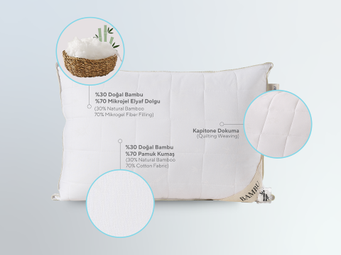 Bambu Yastık 50 x 70 cm - Beyaz