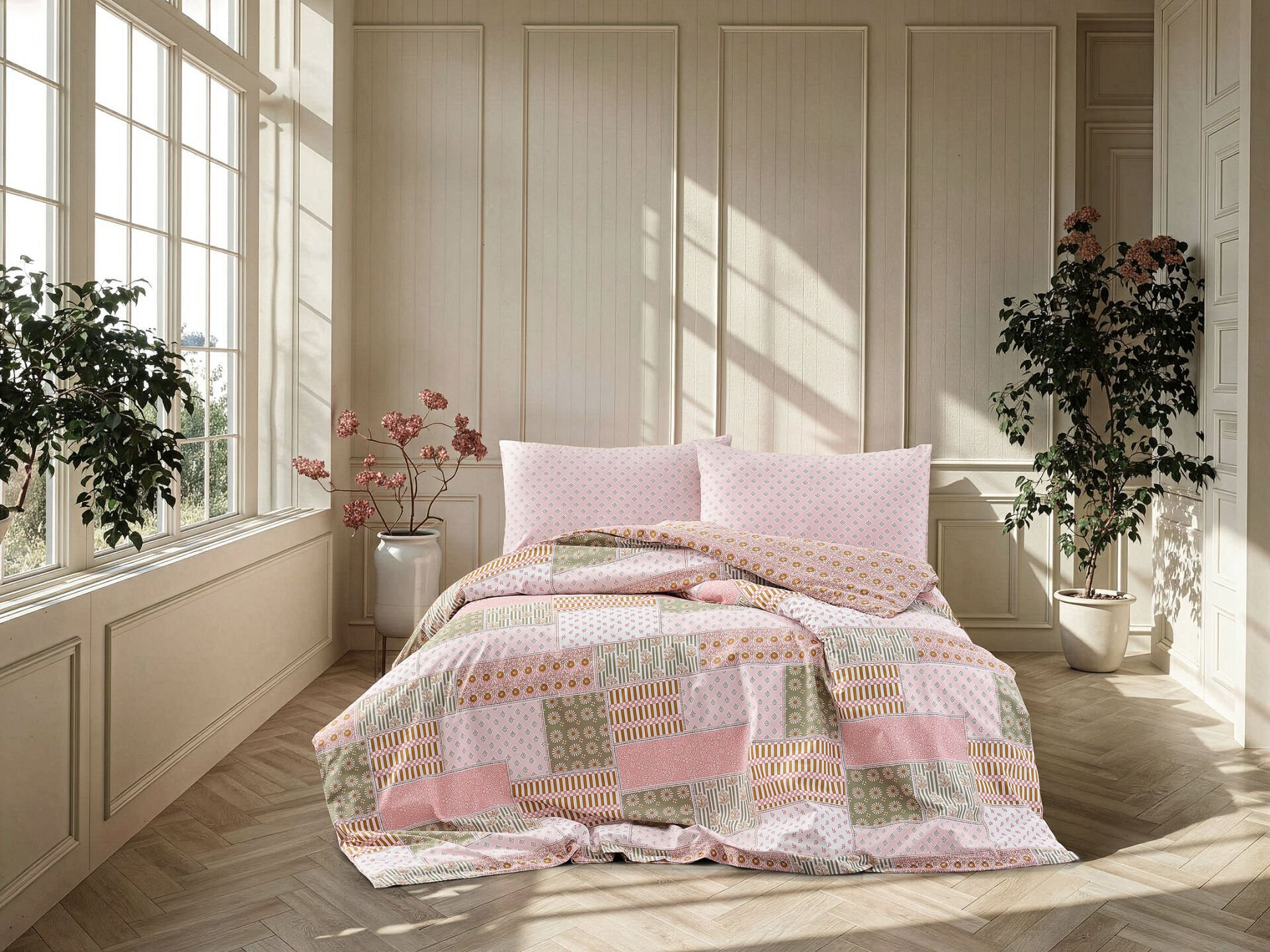 Boho Chic Spring Festival Upsala Nevresim Takımı Çift Kişilik - Bej