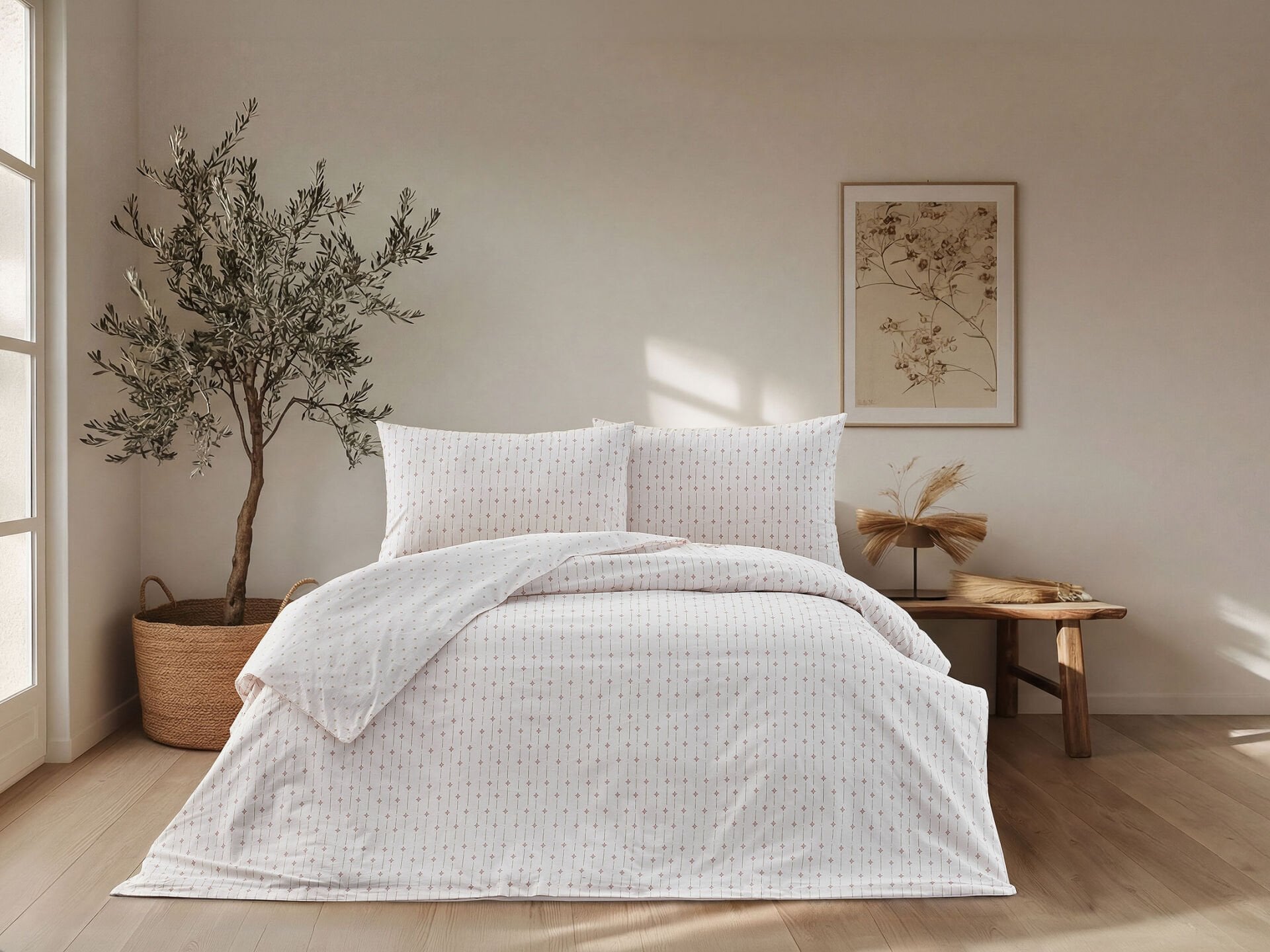 Boho Chic Spring Easy Cotton Ravel nevresim Takımı Çift Kişilik - Krem