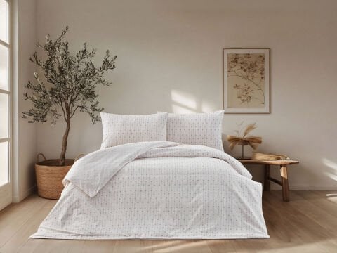 Boho Chic Spring Easy Cotton Ravel nevresim Takımı Çift Kişilik - Krem