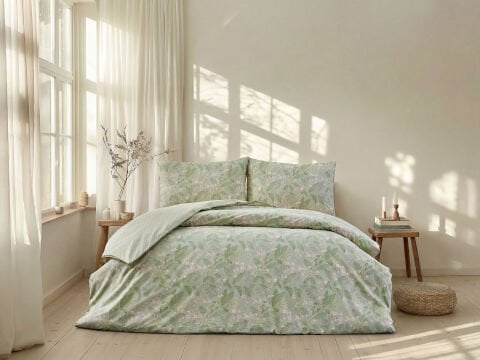 Boho Chic Spring Ranforce Florish Nevresim Takımı Tek Kişilik - Yeşil