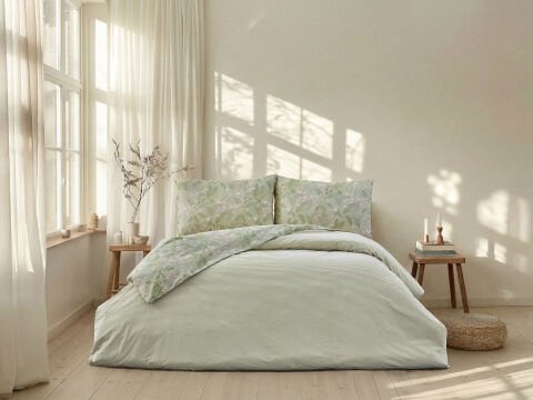 Boho Chic Spring Ranforce Florish Nevresim Takımı Tek Kişilik - Yeşil