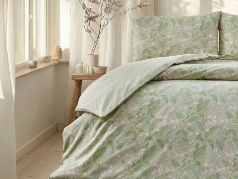 Boho Chic Spring Ranforce Florish Nevresim Takımı Çift Kişilik - Yeşil