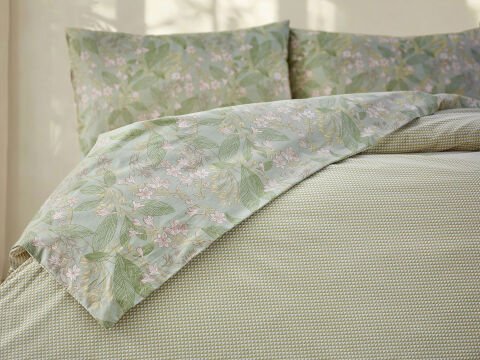 Boho Chic Spring Ranforce Florish Nevresim Takımı Çift Kişilik - Yeşil