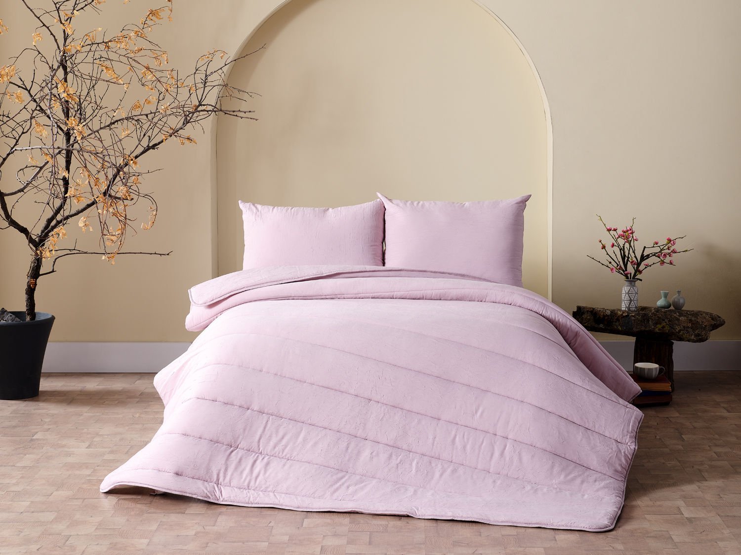 Cloudy Yorgan Seti Tek Kişilik - Pudra